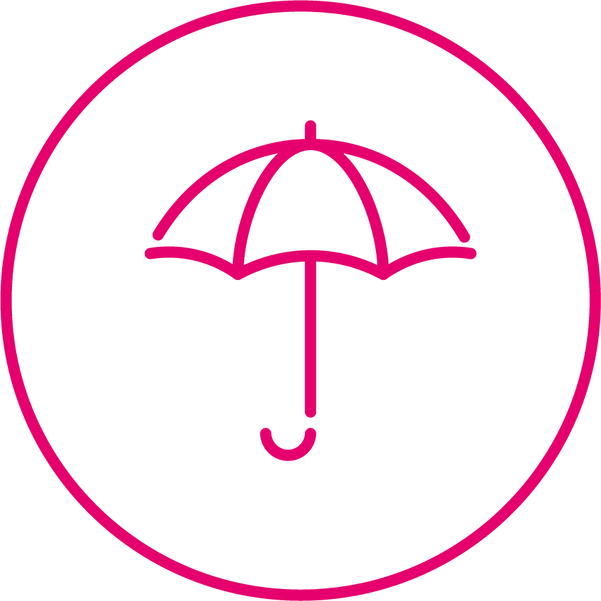 Outline of an umbrella in a circle