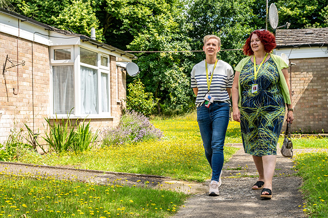 Housing officers walking outside