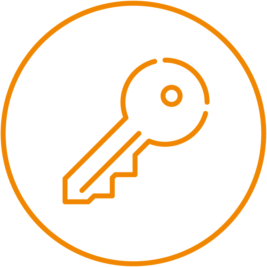 Outline of a key in a circle