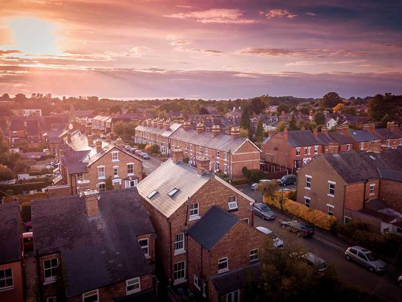 Sunset over a housing estate