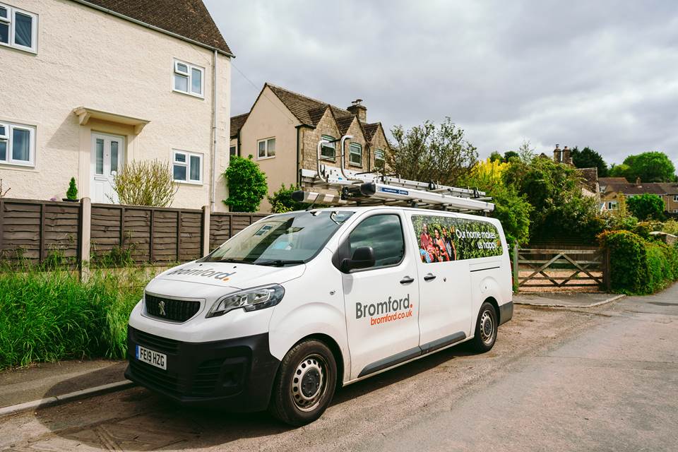 Van parked outside house with Bromford branding