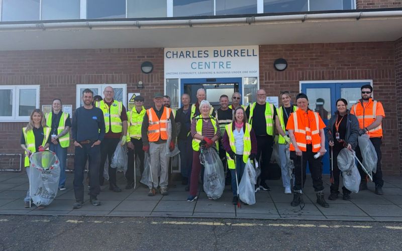 Group photo outside the Charles Burrell Centre
